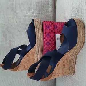Tory Burch Peep Toe Cork Wedge